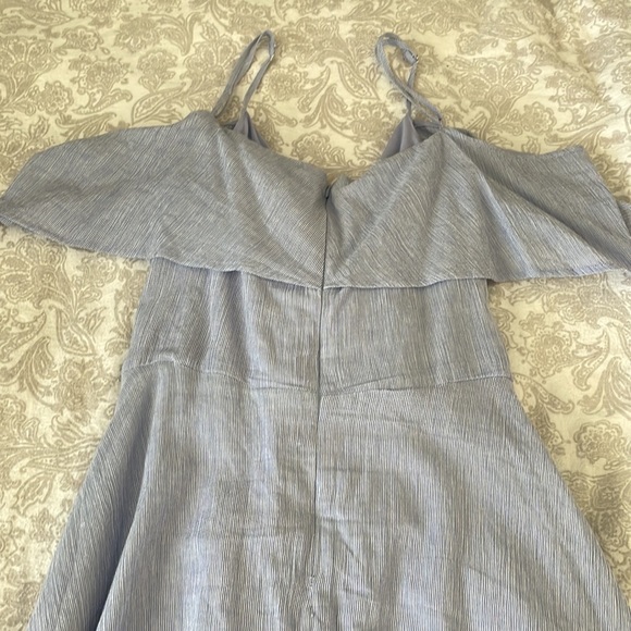 Lulus Yacht Blue and Striped White Off-the-Shoulder Midi Dress size medium - Picture 7 of 8